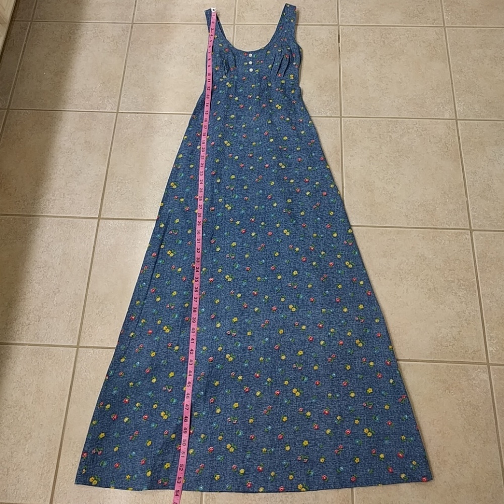 Vintage 1970s Floral Print Maxi Dress Sz xxs - Picture 7 of 8
